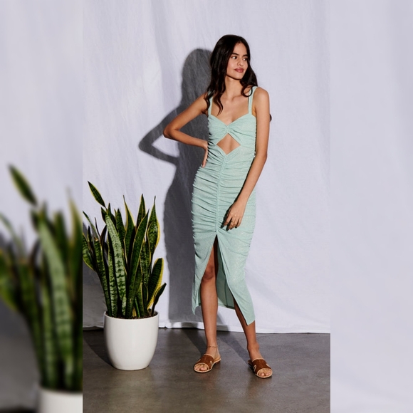 Saylor Merilyn Dress‎ Star City Metallic Knit Green Women's Size Large